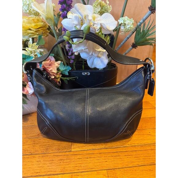 Coach Black Soho Leather Buckle Hobo Shoulder Bag 9464 (PU150 - Picture 1 of 7